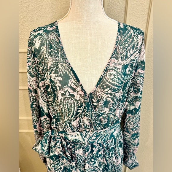 ÍNDIGO ROSE Women’s Green Paisley Wrap Maxi Dress . Size L - Picture 2 of 6